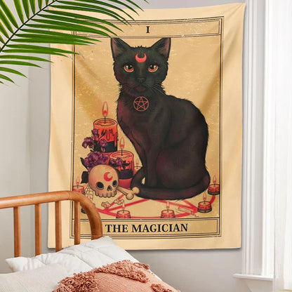 Decobites Magic Cat Moon Tapestry Wall Hanging for Mysterious Home Decor