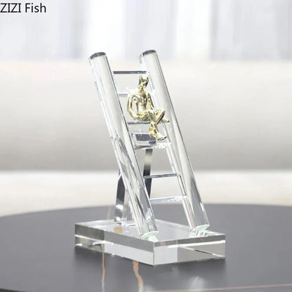 DecorBites™ Golden Figures Resin Sculpture: Creative Staircase Desk Decoration