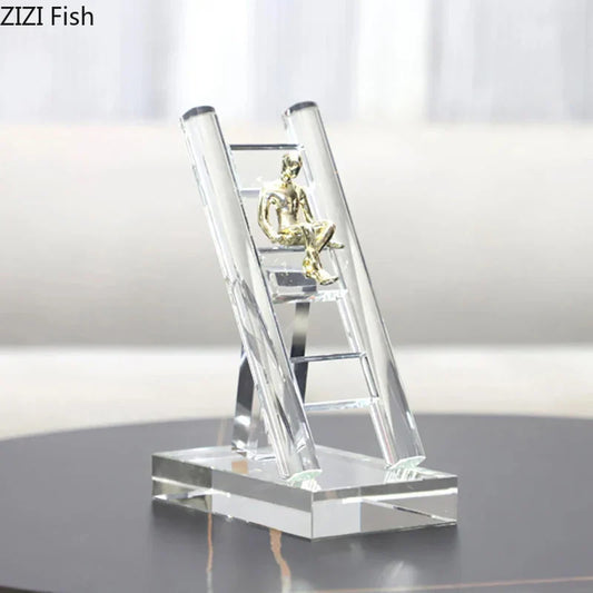 DecorBites™ Golden Figures Resin Sculpture: Creative Staircase Desk Decoration