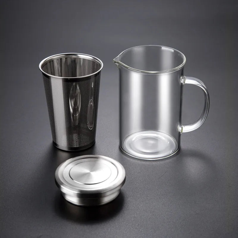 DecorBites™ Glass Tea Cup Infuser Set for Kung Fu Tea, Coffee, Liquor & More