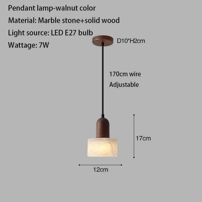 Wabi-Sabi White Marble Stone Pendant Light