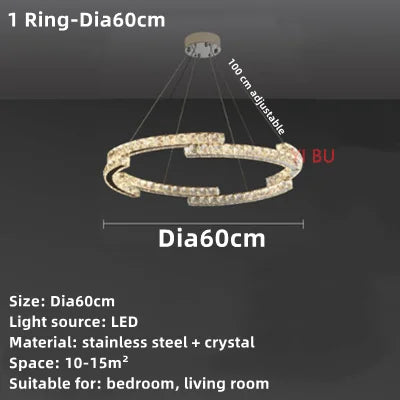 DecorBites™ Crystal Ceiling Chandelier: Modern Stainless Steel LED Indoor Lighting for Living Room & Bedroom
