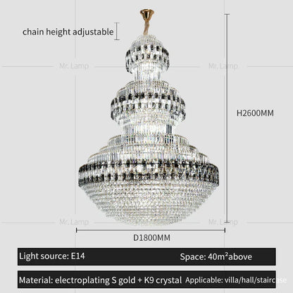 DecorBites™ Crystal Chandelier Luxury Duplex Building Hollow Luxury Lamp