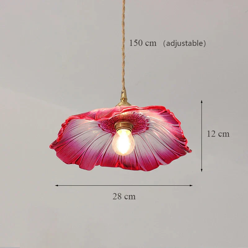 DecorBites™ Japanese Sunflower Glass Pendant Lights Modern Brass Hanglamp Fixture