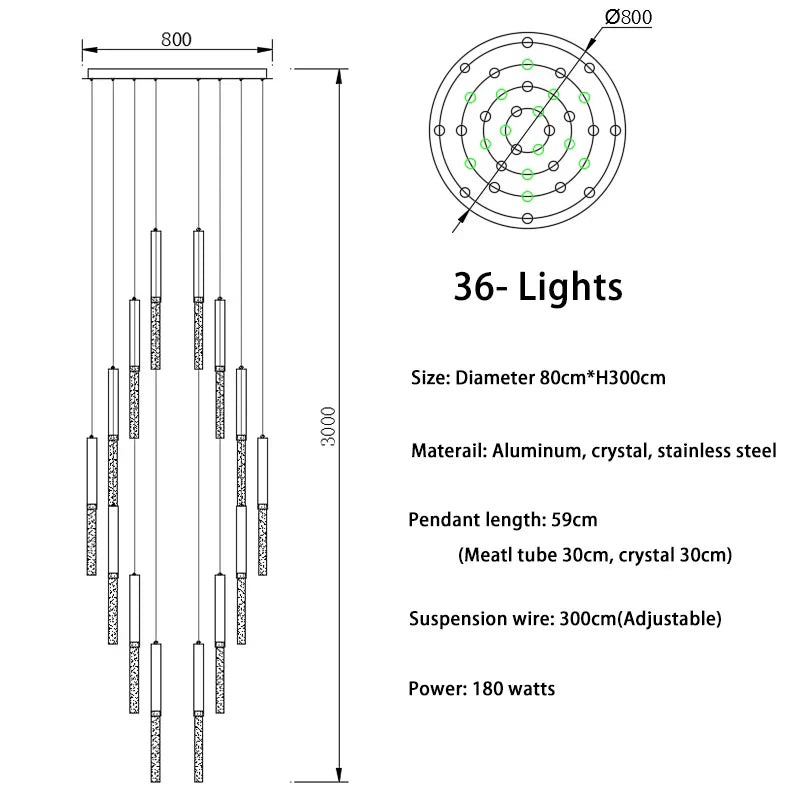 DecorBites™ Crystal Led Chandelier for Modern Loft Living Room Staircase, Gold Art Deco Hanging Lamp
