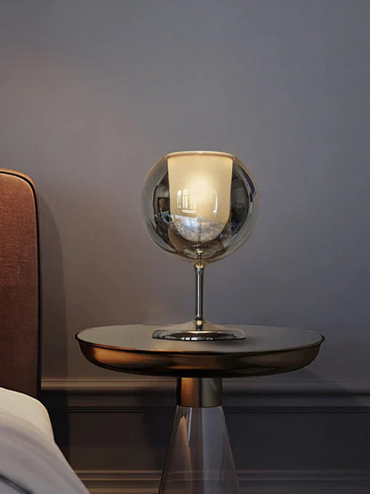 DecorBites™ Gold Chrome Glass Table Decor Lamp for Luxury Living Room, Villa, Store, Cafe