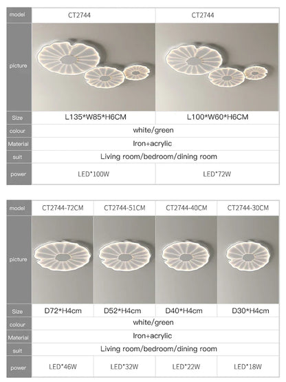 DecorBites™ Lotus Leaf Design LED Ceiling Lamp: Smart Chandelier Light for Home Décor