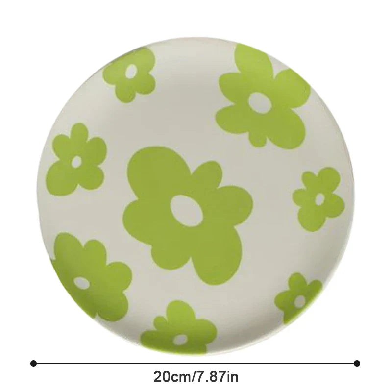Plato de fibra de bambú redondo al estilo coreano Decorbites™ para postres, frutas y pasteles