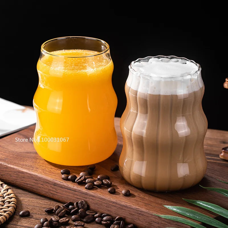 DecorBites™ Glass Coffee Mug Set for Tea, Beer, Juice - Heat-Resistant Transparent Cups