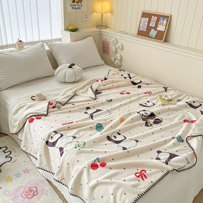 Manta de terciopelo color leche DecorBites™: Diseño bonito, cálida, multifuncional, ideal para el sofá y para viajes.