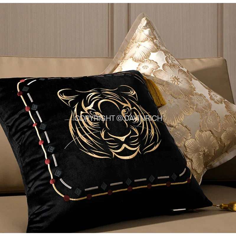 DecorBites™ Embossed Floral Cushion Cover European Style Champagne Throw Pillow Case