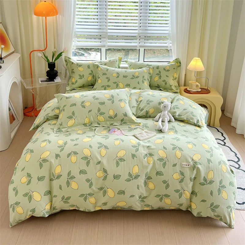 طقم غطاء لحاف مخطط من القطن من DecorBites™ لسرير مفرد مزدوج - خريف وشتاء