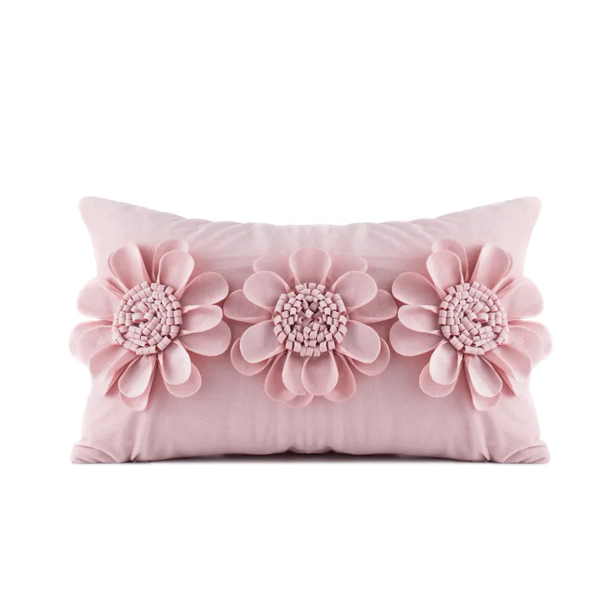 أغطية وسائد مخملية ثلاثية الأبعاد من DecorBites™ بتصميم زهور باللون الأصفر والبيج مقاس 45×45 سم