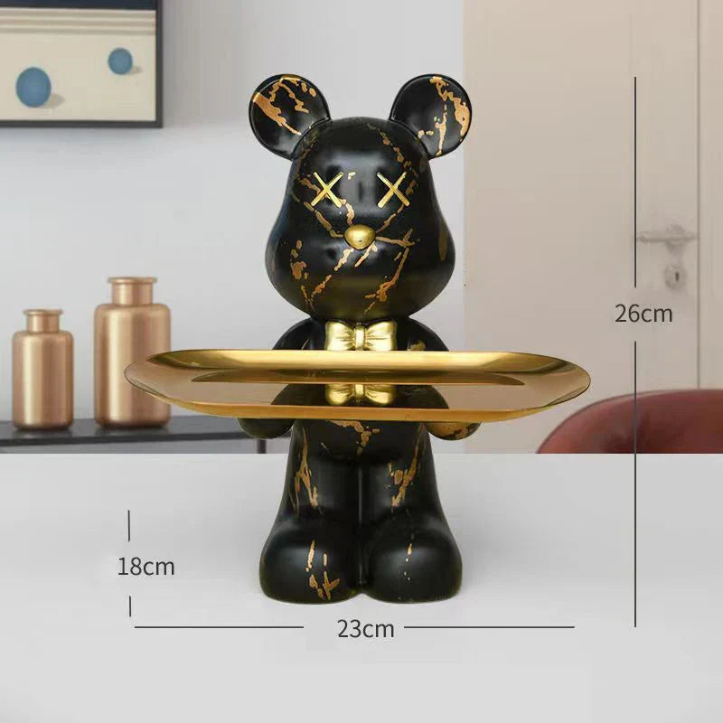 DecorBites™ Graffiti Bear Figurine: Modern Home Decor Statue for Keys Storage Shelf