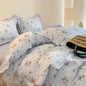 Decobites Princess Pastoral Cotton Bedding Set with Lace Ruffles & Floral Design