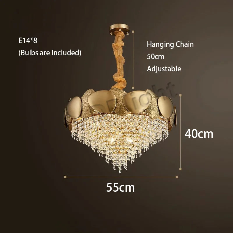 DecorBites™ Crystal Tassles Pendant Light: Modern Luxury Chandelier for Living Room
