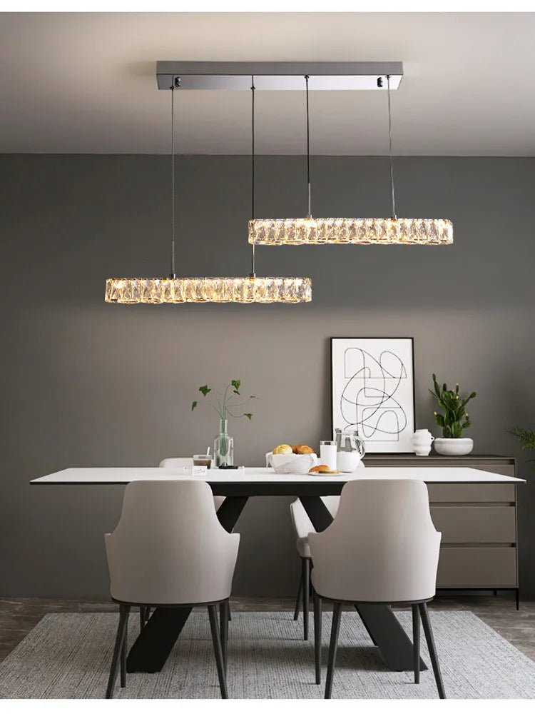 DecorBites™ Crystal Chandelier Lights for Living Dining Bedroom LED Dimmable Lustre Lighting