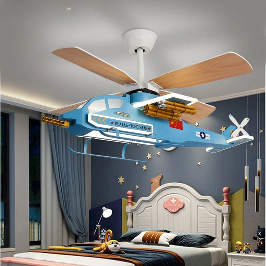 DecorBites™ Children's Room Airplane Helicopter Fan Light - Creative Boy Bedroom Ceiling Light