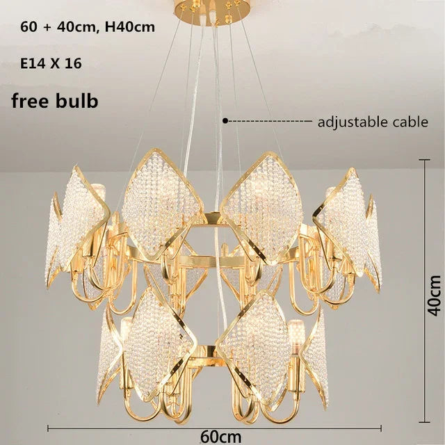 DecorBites™ Crystal Chandelier Pendant Light: Modern Luxury Luminaria for Living Room Décor