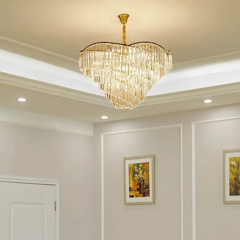 DecorBites™ Crystal Chandelier: Modern LED Pendant Light for Living Room & Bedroom