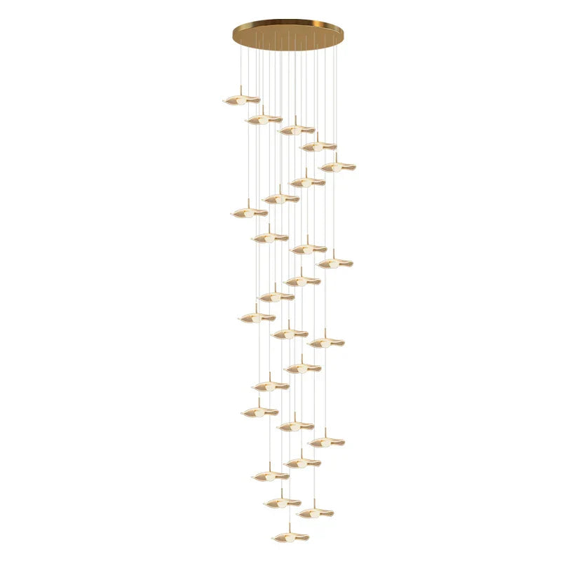 DecorBites™ Gold Acrylic Chandeliers LED Pendant Lamp Modern Staircase Living Room Lighting