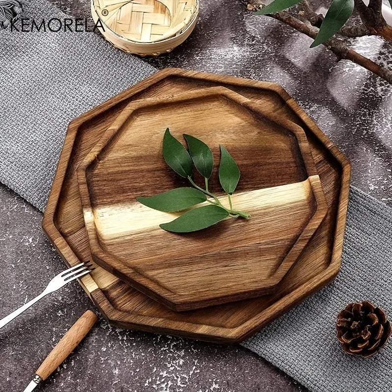 Decorbites™ Kreative Platte aus Akazienholz - Vielseitiges rechteckiges achteckiges Tablett