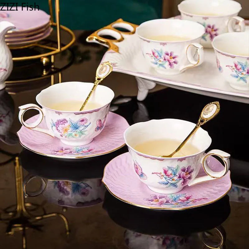 DecorBites™ Flowers Pattern Coffee Mug Set for Elegant Dining Table Décor