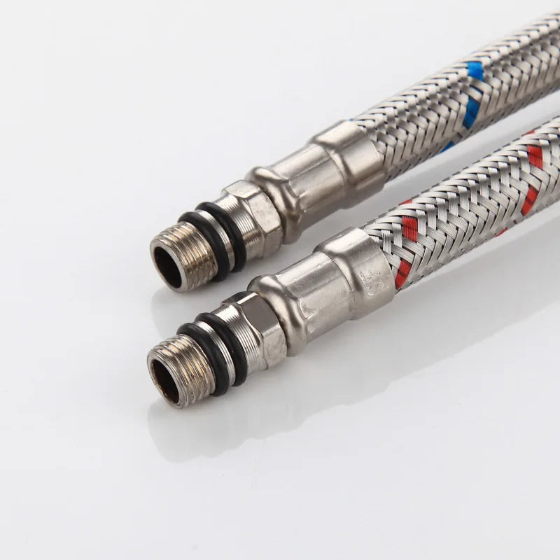 أنابيب سباكة مرنة من الفولاذ المقاوم للصدأ من DecorBites™ بطول 60 سم لإمدادات المياه من صنبور الخلاط الساخن والبارد