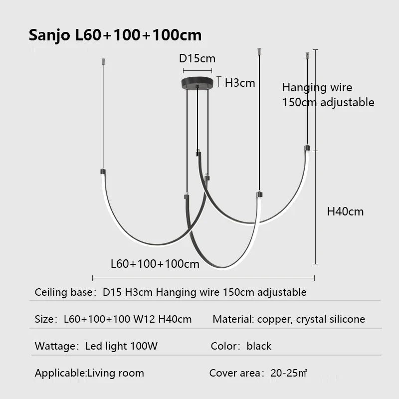 DecorBites™ Copper Chandelier: Nordic Minimalist Lines Pendant Light for Living Room Decor