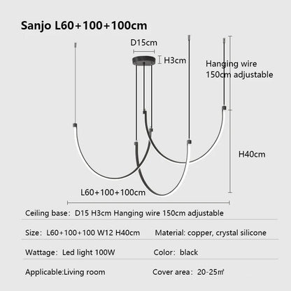 DecorBites™ Copper Chandelier: Nordic Minimalist Lines Pendant Light for Living Room Decor