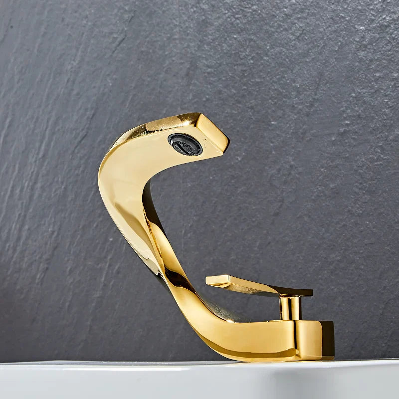 Decorbites™ Grifo de Oro para Baño | Grifo de Fregadero Montado en Cubierta | Mezclador de Lavabo de Agua Caliente y Fría