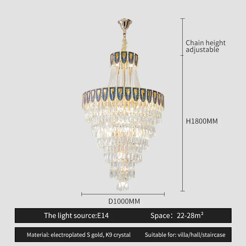 DecorBites™ Crystal Chandelier Art Living Room Lighting for Duplex Buildings and High-End Restaurants