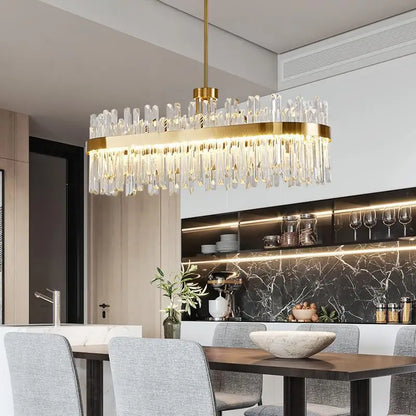 Lámpara colgante redonda de cristal dorado DecorBites™ para dormitorio y sala de estar