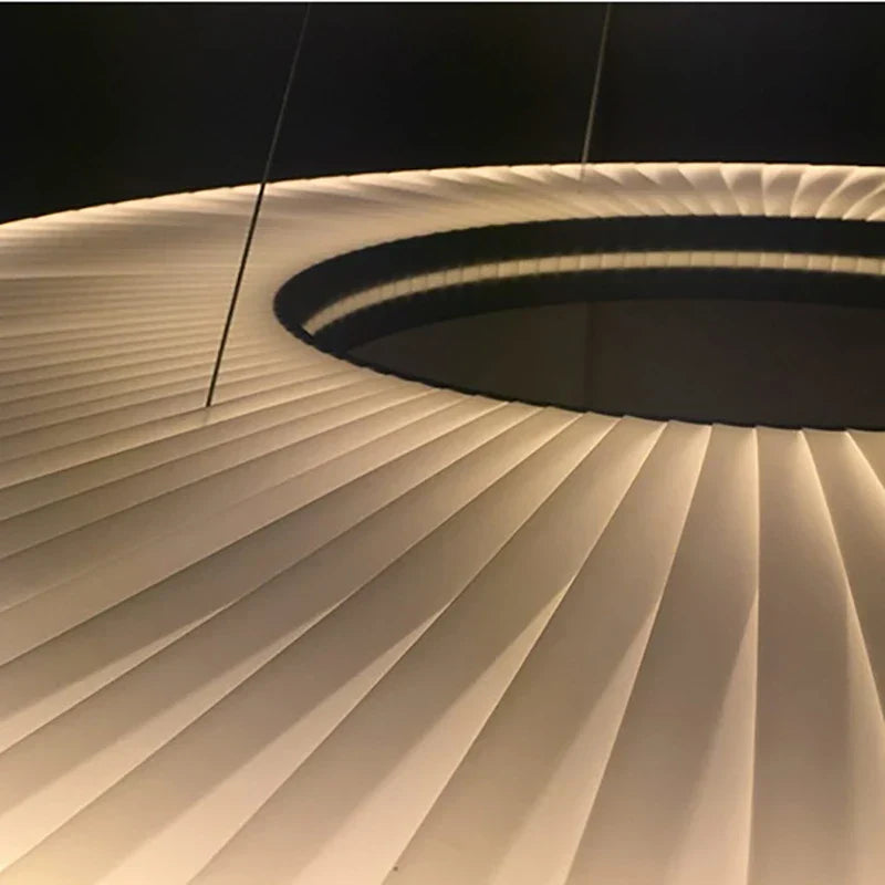 DecorBites™ Dix Heures Round Fabric LED Pendant Light for Parlor, Hotel, and Dining Room