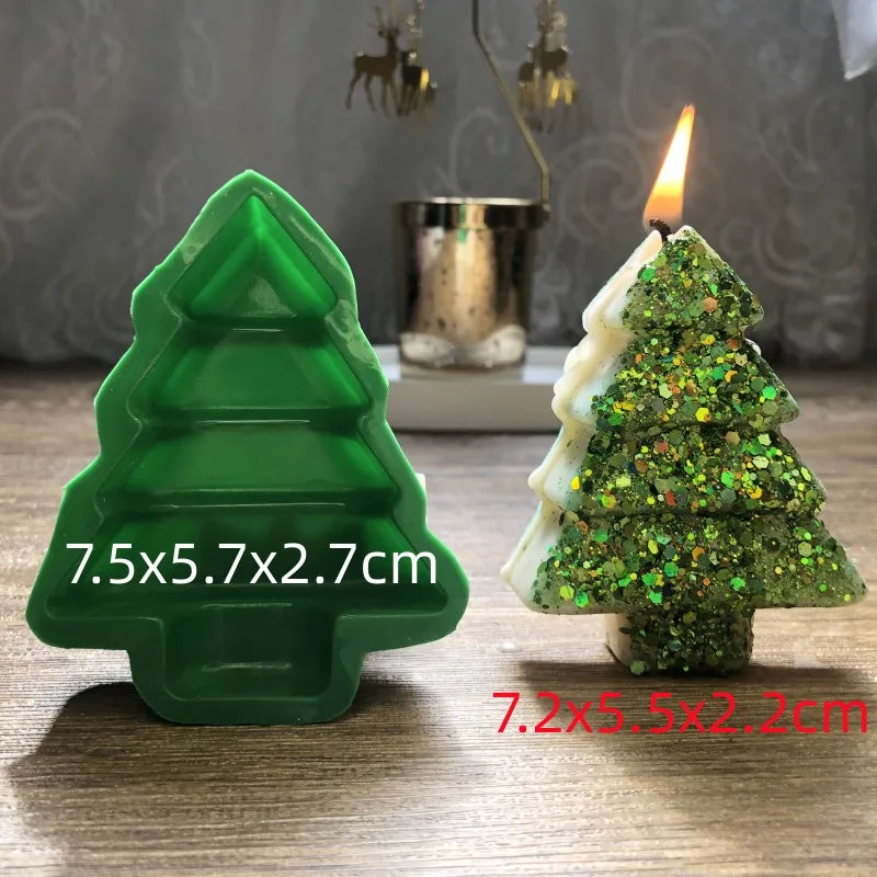 3D Christmas Tree Candle Silicone Mold DIY Christmas Candle Making Kit Handmade Soap Plaster Resin Baking Tools Holiday Gifts