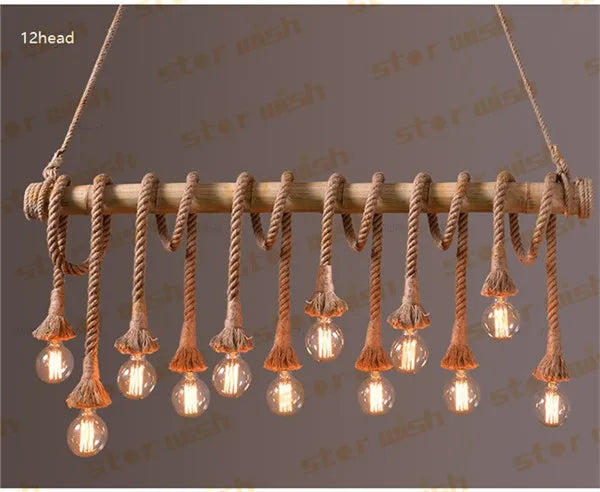 DecorBites™ Bamboo Hemp Rope Pendant Lights | Retro Restaurant Bar Decor Hanging Lamps