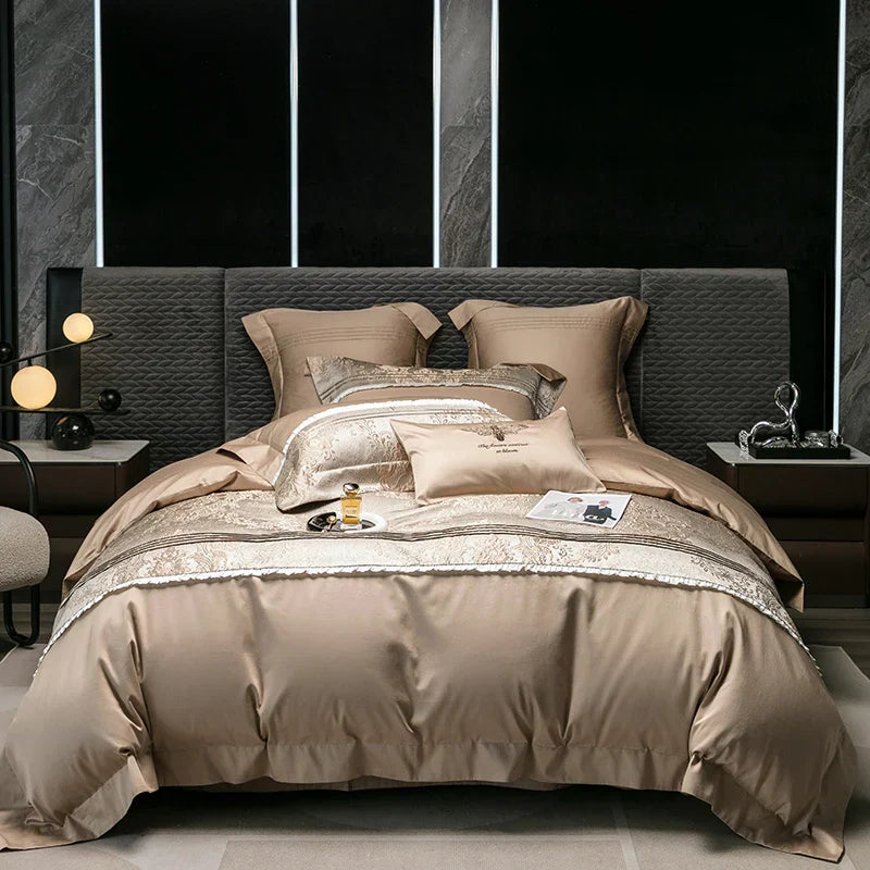 Decobites Champagne Luxury 100S Egyptian Cotton Relief Bedding Set