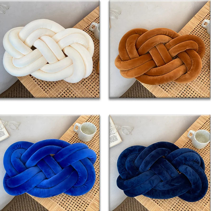 DecorBites™ Handmade Knot Throw Pillow Back Cushions Blue Sofa Car Home Office Decor
