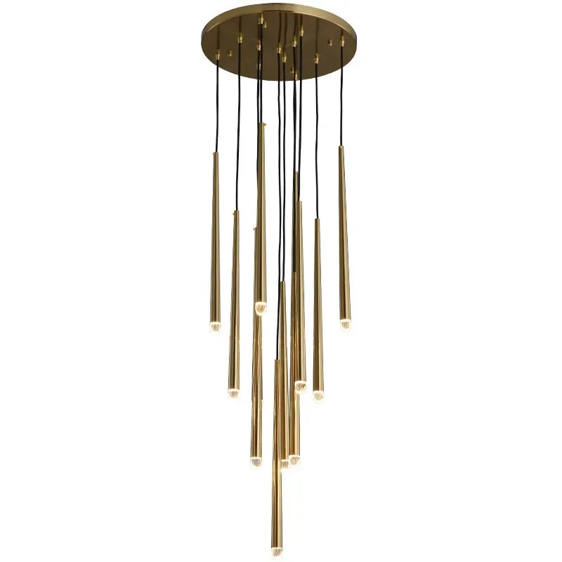 Gold LED Pendant Chandelier 18-Light Staircase