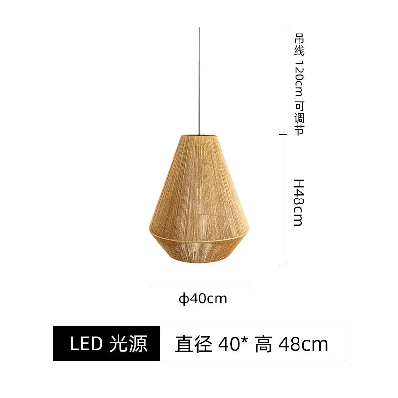 DecorBites™ Japanese Hemp Rope Pendant Lights for Zen Art Living Room Decor