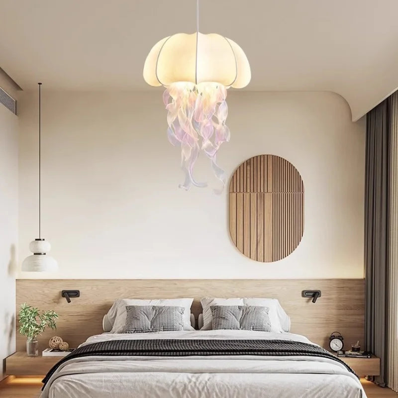 DecorBites™ Jellyfish Silk Chandelier: Romantic Pendant Light for Living Room Bedroom Dining Room