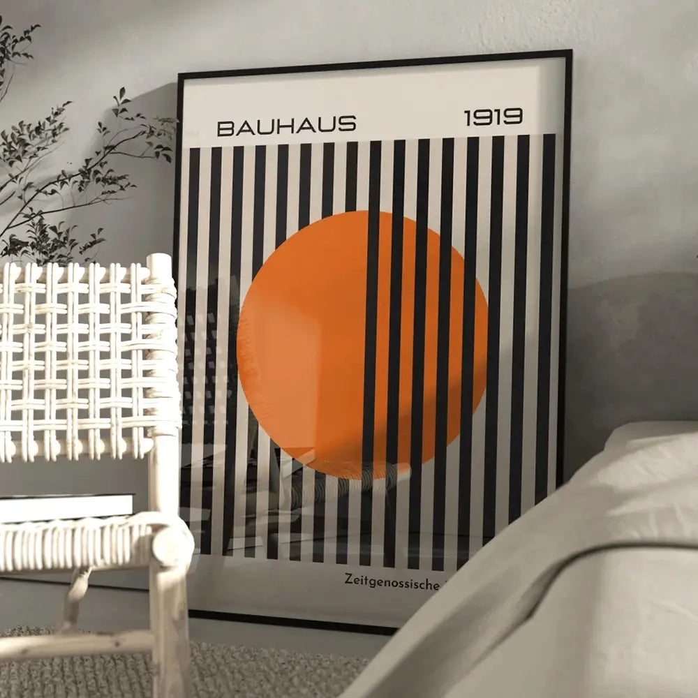 DecorBites™ Bright Orange Bauhaus Retro Wall Art