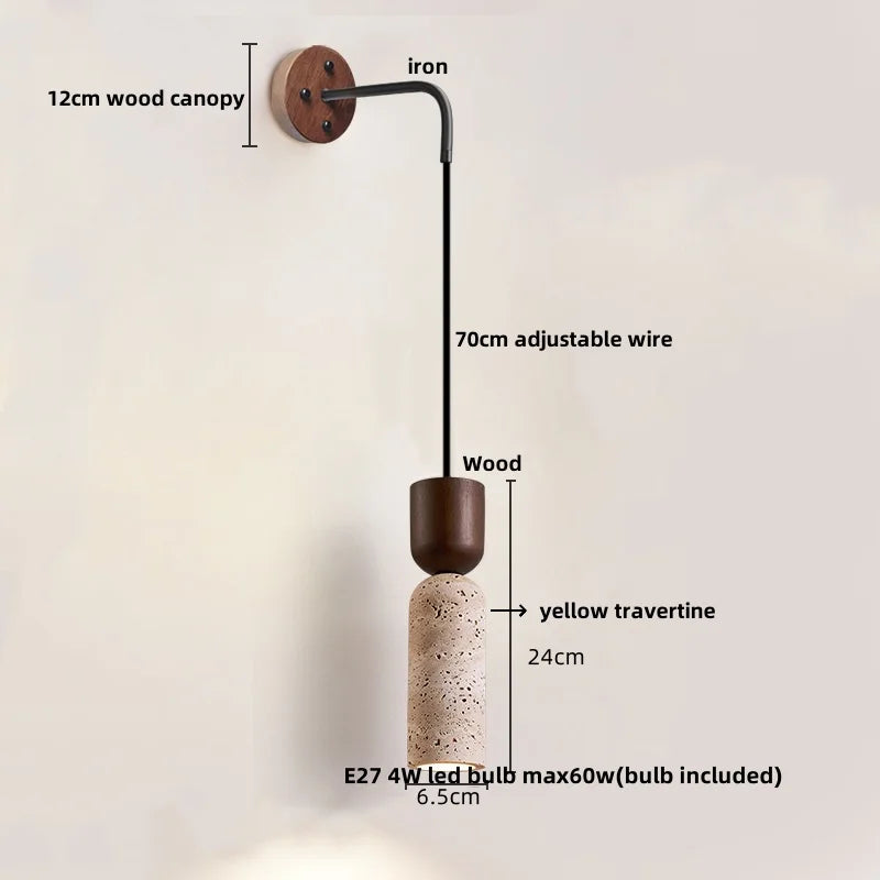 DecorBites™ مصباح حائط LED قابل للتعديل من الترافرتين الأصفر لإضاءة الدرج لديكور المنزل