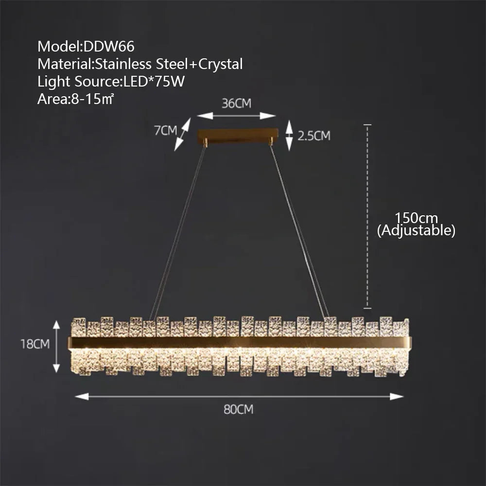 DecorBites™ Crystal LED Chandelier: Gold/Black Luxury Pendant Lighting for Home