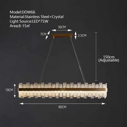 DecorBites™ Crystal LED Chandelier: Gold/Black Luxury Pendant Lighting for Home