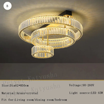 DecorBites™ Gold Crystal Copper Ceiling Lamps LED Modern Home Room Decor Lighting