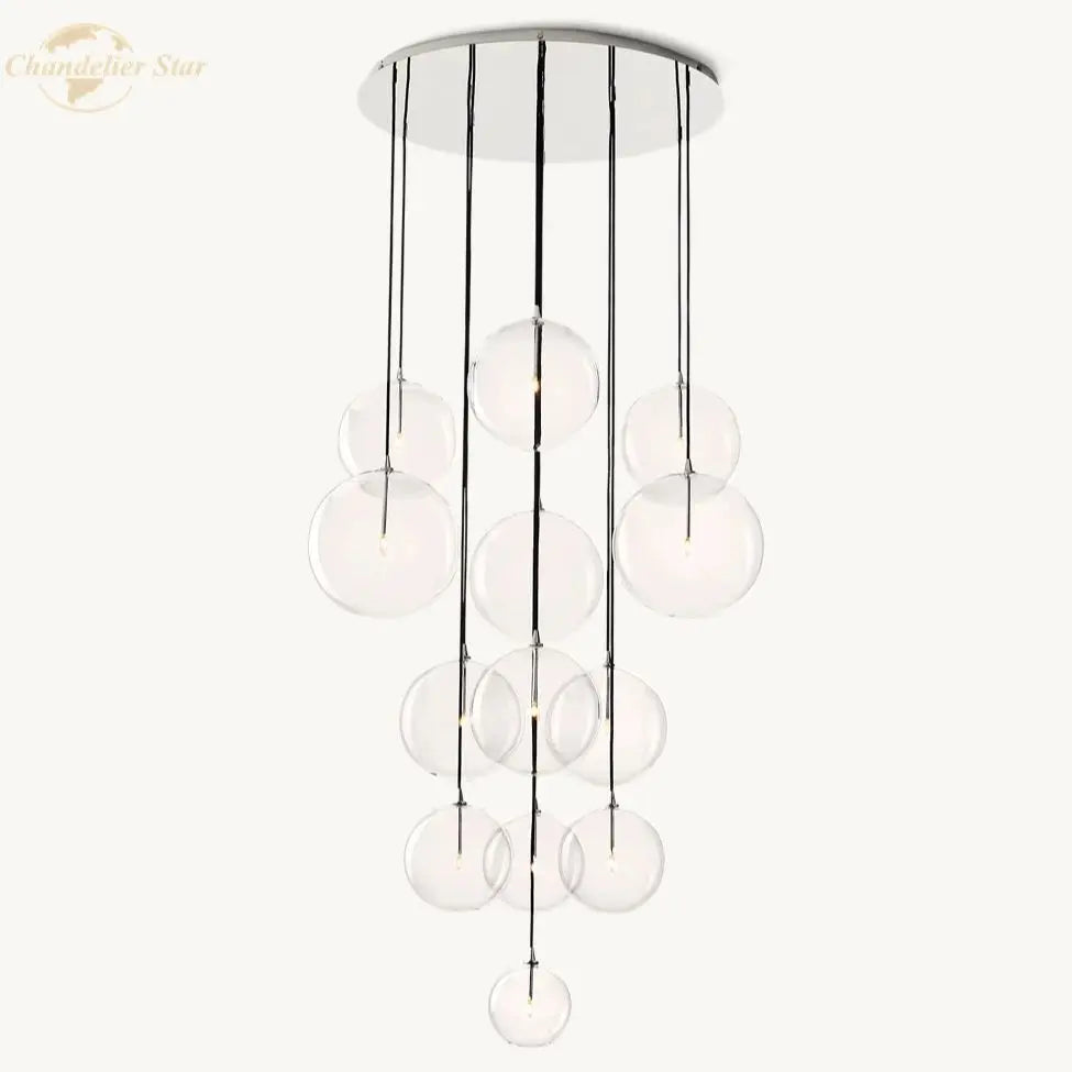 DecorBites™ Clear Glass Globe Cluster Chandeliers Pendant Lights for Living Room and Staircase
