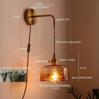 Decorbites™ Glas-Kupfer-LED-Wandleuchte im Vintage-Stil für Schlafzimmer, Esszimmer und Spiegellicht