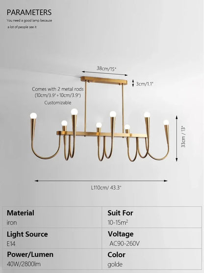 DecorBites™ Brass Chandelier: Stylish Pendant Lights for Dining Room, Living Room, Kitchen Island & Bedroom