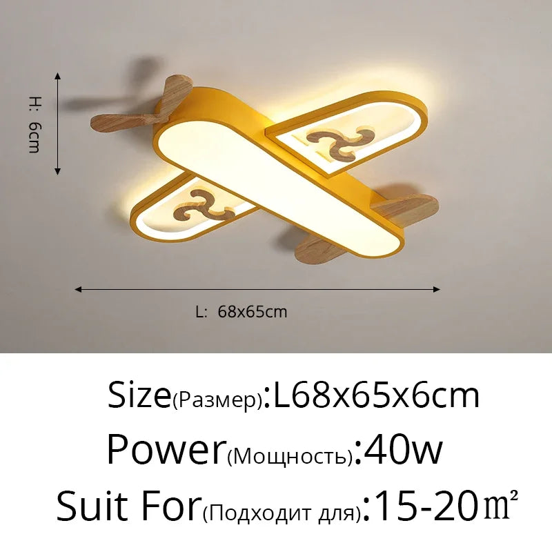 ديكوربايتس™ مصباح سقف خشبي LED للأطفال باللونين الأصفر والأزرق - تصميم بسيط